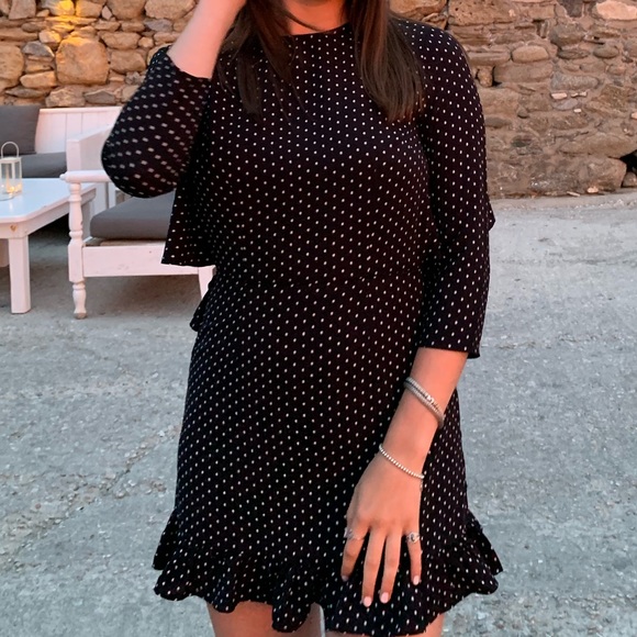 Unique21 Frill Backless Mini Dress Polka Dot Open Back Black & White Dress - Picture 8 of 9